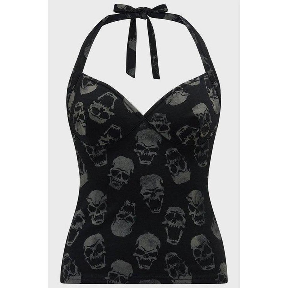 killstar dixie halter top skull print